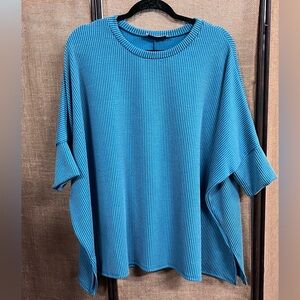 Discount Divas Teal Blue Ribbed Top One Size Regular